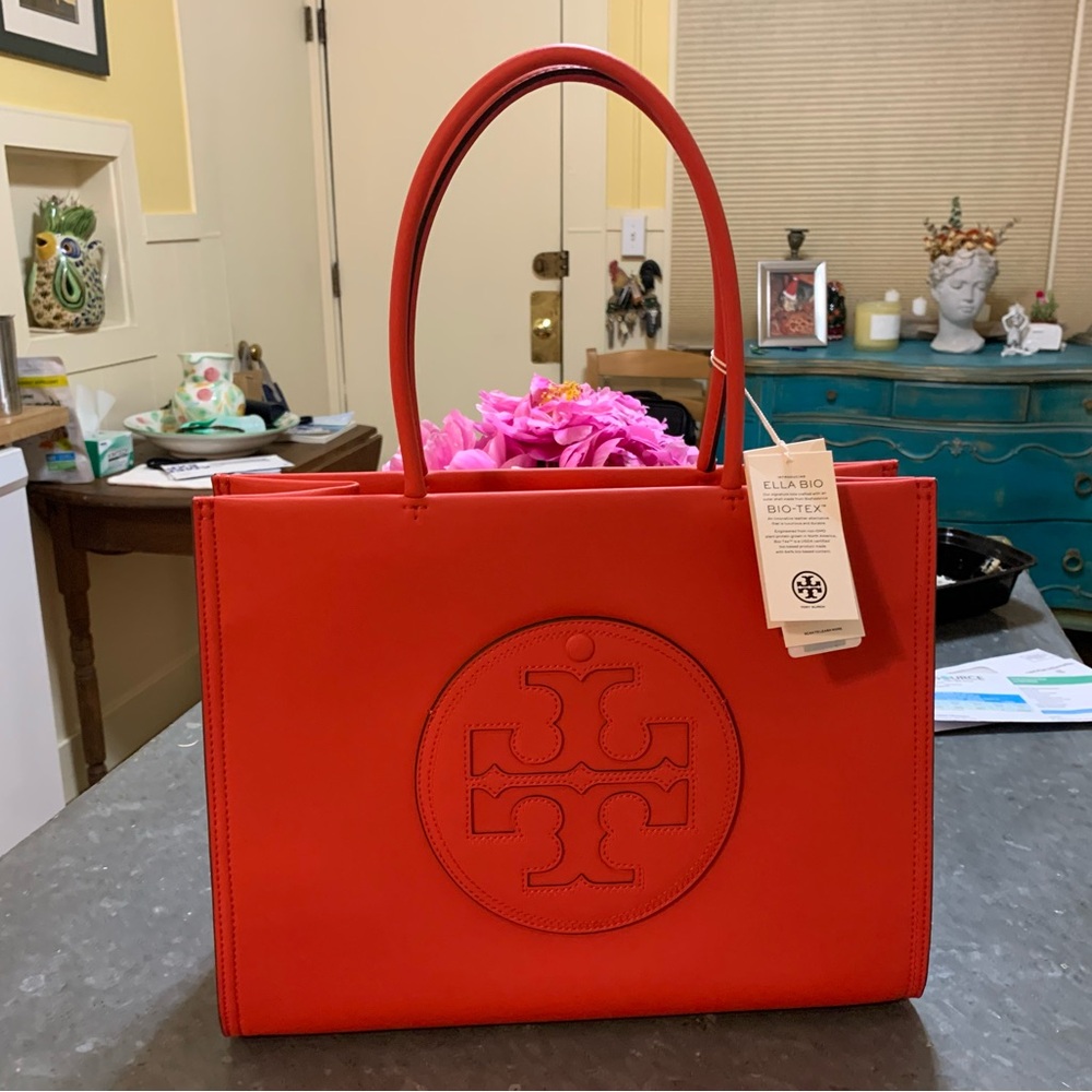 Tory Burch Red Ella Bio Small Tote